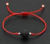 Envío Gratis 50 unids/lote piedra de Lava Natural negro rojo cuerda de hilo Briad pulseras de regalo de la suerte pulseras ajustables caliente