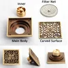 Whole And Retail Euro Floor Drains Antique Brass Shower Floor Drain Bathroom Deodorant Euro Square Floor Drain Strainer Cover 239f