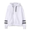 Arm randig design tonåringar hooded hoodies casual lösa toppar tröjor kvinnor vinter varma mode pullover hoodies kläder kläder