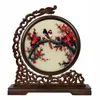 Gratis DHL Woonkamer Decoraties Ornamenten Chinese Tafel Decor Thuis Accessoires Handwerk Zijde Borduurwerk Patronen met Wenge Frame Geschenken