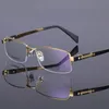 Al por mayor-titanio marco de los vidrios de los hombres plaza semi-sin montura Plata Oro Negro pistola Glasses Miopía Gafas Gafas de Grau masculino