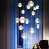 Modern Crystal Glass Ball LED Pendant Lights Fixtures Flera trapplampor Bar Hängslampa för Hotel Villa Duplex Apartment