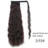Lang krullend golvend paardenstaart synthetisch haarstukje wrap op clip hair extensions ombre bruin paardenstaart blond nephaar 22 inch8299476