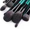 Professionele 12 stks Groene Make-up Borstels Set voor Gezicht Poeder Foundation Blush Eye Shadow Make Up Brush Hout Handvat Cosmetische Borstel Kit Tool