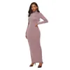 Długie Bodycon Jesień Winter Casual Suknie Osłona Kobiety Solid Color Slim Turtleneck Maxi Dress Plus Size