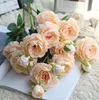 Vintage Artificial Peony Silk Flowers 1 Branch 3 Heads Rose Bouquet Home Garden Party Wedding Decoration