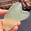 100st Natural Jade Guasha Face Massager Board Scraching Facial Eyes Screating Gua Sha Spa Skin Care Tool Hälsovård Skönhet Akupoints Platta