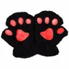 Guantes con garra de felpa para mujer, manoplas suaves de felpa para Halloween, medio cubierto, sin dedos, oso esponjoso y gato, novedad