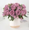 5 teste grandi/bouquet di peonie fiori artificiali bouquet di peonie di seta 4 fiori di germoglio decorazione della casa di nozze fiore di peonia rosa finto GB67