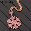 Hip Hop Losed Out Pink Cyrron Snowflake Wisianek z łańcuchem sznurki ze stali nierdzewnej męską biżuterię 25025868706