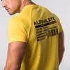 Alphalete صيف جديد الرجال صالات رياضة تي شيرت اللياقة البدنية كمال الاجسام قمصان ضئيلة الأزياء الترفيه قصيرة الأكمام القطن المحملة قمم T200516