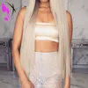 Ombre grey Color Brazilian Lace Front Wig middle part Straight Synthetic Lace Front Wig Glueless Heat Resistant Fiber Hair For Women