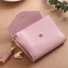 Designer- Nova moda sólida borla mulheres carteira para cartões de crédito Pequenos couro de couro curto mulheres mini carteiras e bolsas zipperhasp
