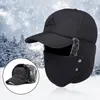 Men Women hoeden petten masker set earmuffs verdikte warme winter voor buiten fietsen koudevrije winddichte katoenen pet jachtmaskers maskers