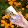 Copa redonda para el vientre, vasos de cristal arcoíris, siete tazas de agua coloridas, taza chapada en iones de cristal de hadas
