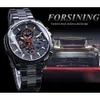 Классические черные часы Forsining, серия стимпанк, полный календарь, мужские спортивные механические автоматические часы, лучший бренд Luxury339W