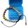 8 mm bead hematite string bracelet electroplated multi-color leather rope ring fashion creative