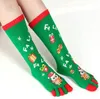 S Xmas Toe Strümpfe Fünf Fingers Weihnachtssocken High Socken Lustige Cartoon Lange Hosiey 3D Gedruckt Anklet Schneemann Casual Calcetines BYP6477