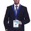 ID Card Holder With Blue Metal Clip Neck Lanyard Transparent Badge Card Holder For Office Exhibition Staff Group Members 6 Sets