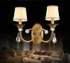 High-end LED-vägglampor Lampa Kopparkristallbelysning European American Royal Villa Hotell Balkong Korridor Aisle Lamp Myy