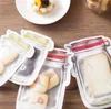 메이슨 항아리 모양의 지퍼 식품 저장 가방 재사용 가능한 벌크 식품 저장 용기 스낵 사탕 누출 방지 가방 부엌 조직 가방