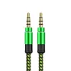 1m 1,5m 2m 3m 3,5 mm Tyg Braided Nylon Jack Man Bil Aux Audio Cables Wire för Samsung Tablet PC MP3