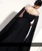 Sparkly Black Crystals Arabic Evening Dress 2019 High Neck Caped Long Chiffon Cheap African Dubai Celebrity Prom Party Gowns