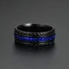 ダークブルージルコンダイヤモンドリングブルーの眩しいクリスタルリングラグジュアリーデザイナージュエリー女性リング女性のための婚約指輪