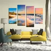 Cuadros 4PCS Nature Art Sunset Seascape Waves Wall Painting Murals Shing shinks hangs the Picture Paints on framed8856978