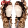 PAFF OMBRE 4T27COLOR 4 4シルクベースフルレースウィッグgluelless髪のレミーボディーウェーブヘアシルクトップ238c