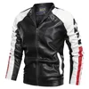 2019 Fashion Clothes Men's Leather Jacket Casual Patchwork Leather Jacket Stand Collar Zipper Men Clothes,9012