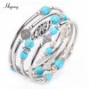 HIYONG Boho Bracciale avvolgente per donna Bracciale multistrato Pietra lavica naturale Chakra Perline Bracciale diffusore olio essenziale per ragazze