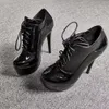 Olomm, zapatos de tacón de aguja para mujer, zapatos de tacón alto sexis con punta redonda, preciosos zapatos de fiesta negros y rojos brillantes para mujer, tallas grandes de EE. UU. 5-15