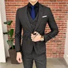 Серые Свадебные Смокинги Slim Fit Костюмы Для Мужчин Groomsmen Костюм Три Части Дешевые Формальные Выпускные Костюмы (Куртка + Брюки + Жилет + Галстук)