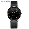 Relogio Masculino CRRJU mode hommes montres haut de gamme bleu étanche montres ultra-mince décontracté montre à Quartz hommes sport horloge