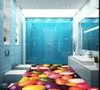 Papier peint imperméable coloré de plancher de pavé 3d pour le mur de salle de bains
