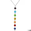 7 chakra pärlor hänge halsband med riktiga stenar - mala y-formade kedja halsband -reiki chakra helande energi pärlor yoga halsband dhl gratis