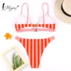Miyouj Stripe Bikini Push Up Swimsuit Women Hollow Out Biquini 2019 Swimwear Dot Bathing Suits Print Biquinis Thong Bikini Set