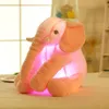 Luz luminoso almofada almofada bebê longo nariz elefante recheado boneca de pelúcia brinquedos crianças adultos almofadas macios animais brinquedos presentes