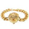 Gros-Gold Bracelet Hommes Hiphop Lion Head Bracelet Charms Chaînes De Poignet En Acier Inoxydable Punk Rock Bracelet 24cm