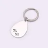 Stainless Steel Personalized Pet Paw Print Key chain Engraving Oval Key ring Jewelry Accessories Pendants