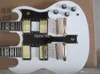 ree Shipping Hot Sale 6 + 12 Strings Custom Guitar Double Neck Golden Hardware White Electric Guitar