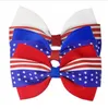 4 Inch Hair Accessories 4th of July Flag Hair Bows for Girls with Clips Red Royal White Hairbows Grosgrain Ribbon Stars Stripe