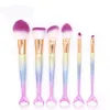 Sirène Queue Pinceaux De Maquillage Ensemble Coloful Blush Fondation Cosmétique Sirène Brosse Maquillage Beauté Contour Queue De Poisson Brosse 6pcs / set RRA1295