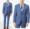 Classic Blue Italian Mens Tuxedos Groom Wedding Suits Two Button Peaked Lapel Plus Size Prom Party Blazer Suit(Jacket+Pants)