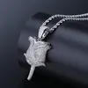 New Fashion White Gold Plated Ice Out CZ Rose Flower Collana twist Chain Full Diamond Hiphop Rock Rapper Gioielli per uomo Donna all'ingrosso
