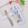 10pcs Chrome Leaf Butter Spreader with Gift box Wedding Favors Butter-Knife Christmas Home Party Gifts