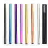 Colorful 304 Stainless Steel Straws Reusable Straight Bent Metal Drinking Straw With Cleaner Brush Party Bar Accessory