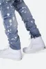 Jeans à trou lavé imprimé pour hommes pantalon crayon bleu clair bleu clair Hiphop Street Jeans324C8547591