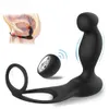 USB ładowalny masaż prostaty z pierścieniem zdalny krzemowe zabawki wibratorowe Anal Seksu dla mężczyzn